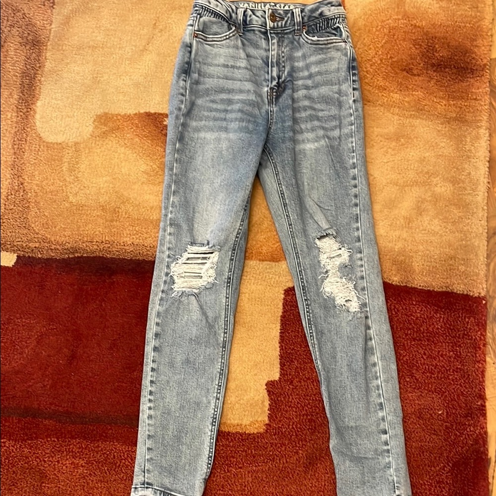 Vanilla Star Blue Skinny Jeans with Distressed Details